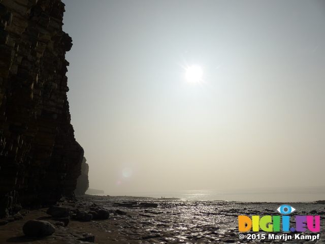 FZ012347 Llantwit Major cliffs during partial solar eclips